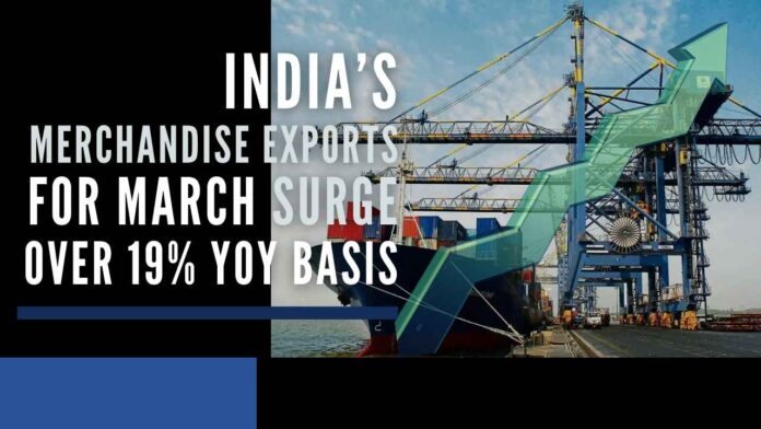 India's merchandise imports in March 2022 increased by 24.21 percent over last year to $60.74 billion from $48.90 billion