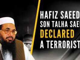 In a clear indication that terrorism too has become an occupation, Hafiz Talha Saeed is declared a terrorist by India
