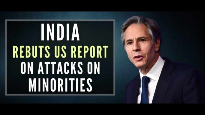 Reacting sharply to the US report on attacks on minorities in India, the Centre slammed what it called 