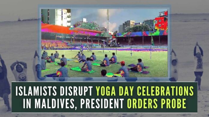 Yoga event attended by senior functionaries of the Maldives Govt. disrupted briefly before continuing