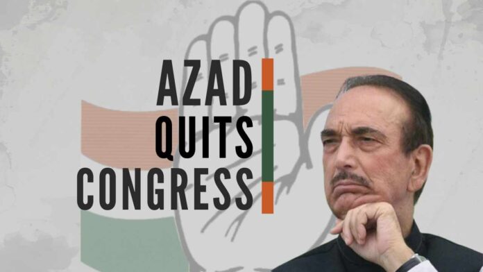 Azad wrote a 5-page letter to Congress president Sonia Gandhi, in which he said that he does so with a 