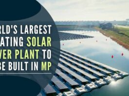 The world's largest floating solar plant which will be constructed at an estimated cost of over Rs.3,000 crore, to generate 600 Megawatt power by 2022-23