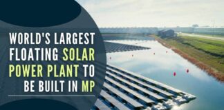 The world's largest floating solar plant which will be constructed at an estimated cost of over Rs.3,000 crore, to generate 600 Megawatt power by 2022-23
