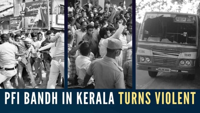 KSRTC buses, a tanker lorry and some other vehicles got damaged in the stone pelting