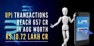 The country crossed 6 billion transactions for the first time last month, logging 6.28 billion transactions worth Rs.10.62 lakh crore