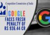 The Competition Commission of India (CCI) today imposed a penalty of Rs. 936.44 crore on Google for abusing its dominant position with respect to its Play Store policies