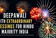 Hindus globally are blissfully blessed at a time when immersed in celebrating Deepawali and Goddess Lakshmi asking them to light the lamps in larger numbers and hold extraordinary celebrations for the two major events