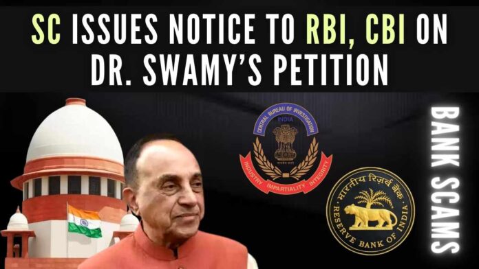 Dr. Swamy has alleged that the involvement of RBI officials in scams involving various entities such as Kingfisher, Bank of Maharashtra and Yes Bank had not been probed