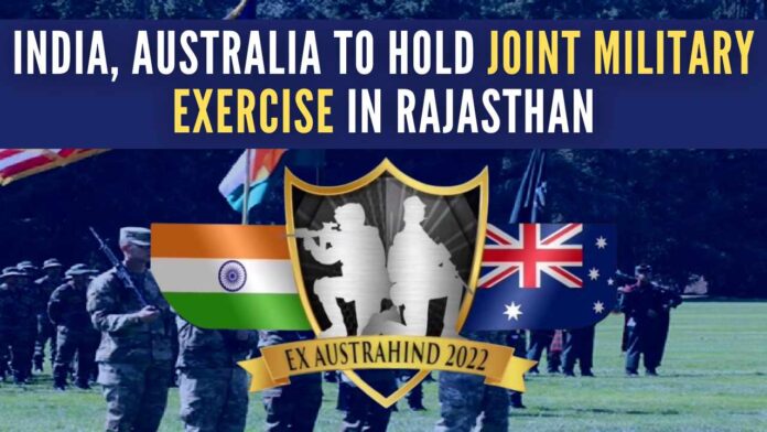 The joint military exercise by the Indian and Australian armed forces will start on November 28 and will last up to December 11