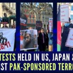 The protesters in New York and Washington asked the US to impose sanctions against Pakistan for its role