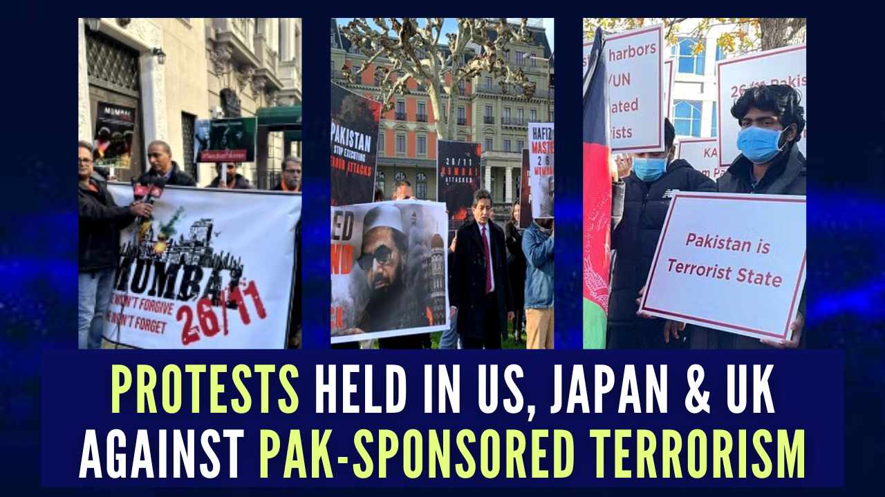 The protesters in New York and Washington asked the US to impose sanctions against Pakistan for its role