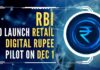A month after RBI had started a pilot in the digital rupee - wholesale segment, the central bank will launch the first pilot for retail digital rupee tomorrow