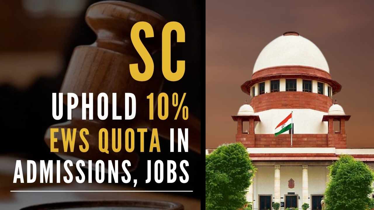The Centre, through the 103rd Constitutional Amendment Act, 2019, introduced the provision for Economically Weaker Sections (EWS) reservation in admissions and public services