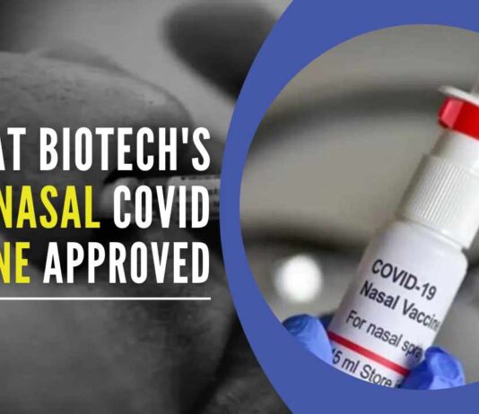 The nasal vaccine has been approved for those aged above 18 years. The vaccine will be available in private hospitals for a booster dose in the initial phase