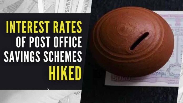 The government has hiked the interest rates of a few small savings schemes by between 20 bps and 110 bps for the January-March 2023 quarter
