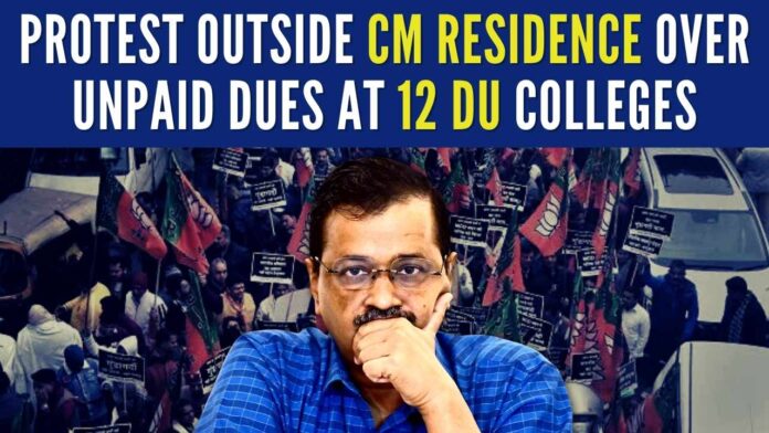 BJP MLAs protest outside CM residence over unpaid dues at 12 DU colleges