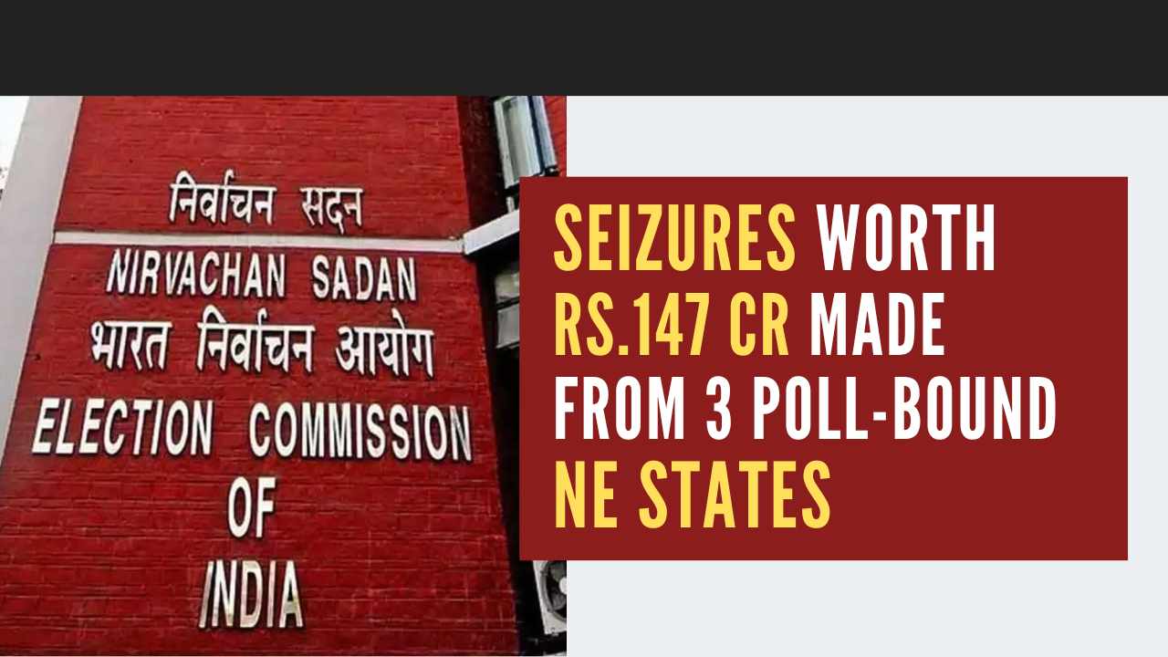 Poll panel said that seizures in the 3 poll bound states marked a significant increase over 20 times as compared to the Assembly elections in 2018
