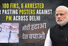 Police seized a van carrying around 2,000 posters and arrested six people