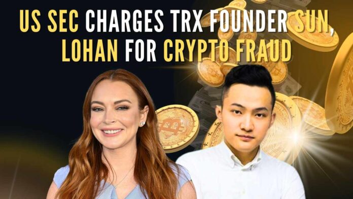 The regulator also sues Justin Sun, whose company sold tokens TRX and BTT