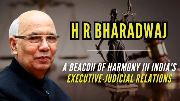 As Law Minister, H R Bharadwaj worked toward establishing effective communication channels between the executive and judiciary