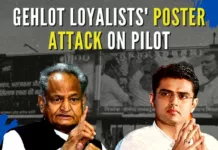 The posters showed Sachin Pilot and Union Minister Gajendra Singh Shekhawat with the question "Why are you silent on the Sanjeevani scam, Pilot Ji?"