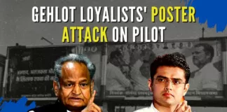 The posters showed Sachin Pilot and Union Minister Gajendra Singh Shekhawat with the question "Why are you silent on the Sanjeevani scam, Pilot Ji?"