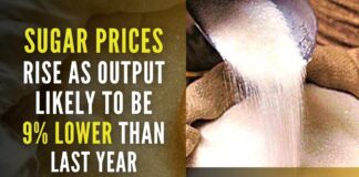 Wholesale prices of sugar too have risen by Rs.124 per quintal during the past one month