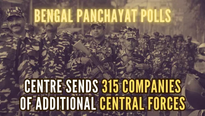 The state election commission had sought 800 additional companies of central armed forces in addition to the 22 companies that it had sought earlier