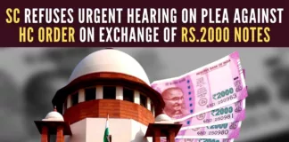 Earlier, the high court dismissed a plea challenging the RBI and SBI notifications, that permits exchange of the withdrawn Rs 2000 notes without any identity proof