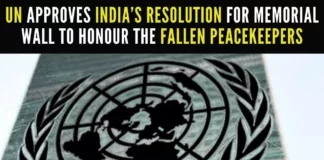 India’s Permanent Representative to the UN Ambassador Ruchira Kamboj introduced the draft resolution titled ‘Memorial wall for fallen United Nations peacekeepers’