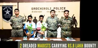 2 Maoists from Chhattisgarh, who were involved in many serious offences and were carrying a total bounty of Rs.8 lakh, surrendered before security forces