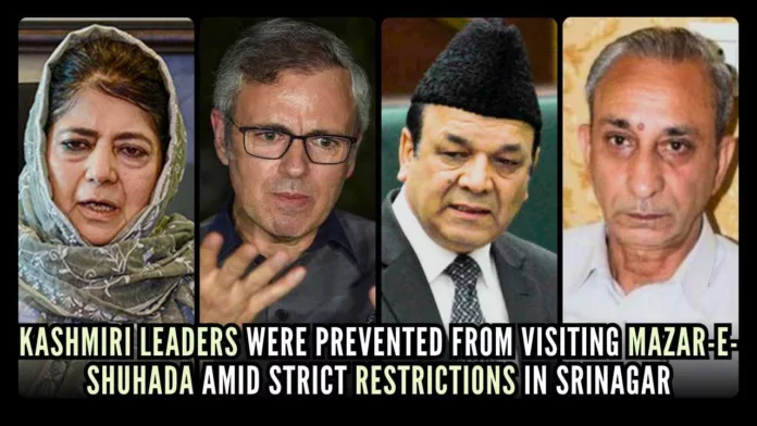 Many mainstream Kashmiri politicians were restricted from moving freely in the Kashmir Valley on Thursday, Martyrs Day