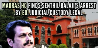 The ED arrested Senthil Balaji last month in connection with the cash-for-jobs scam that occurred in the state's transport department