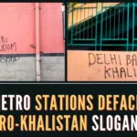 Several metro stations across Delhi were defaced with pro-Khalistan graffiti written on walls ahead of the G20 summit next month