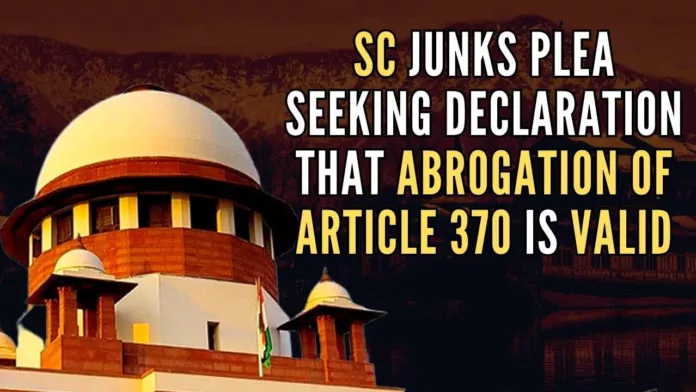 5-judge Constitution Bench is hearing a clutch of petitions challenging the 2019 Presidential Order taking away the special status of J&K