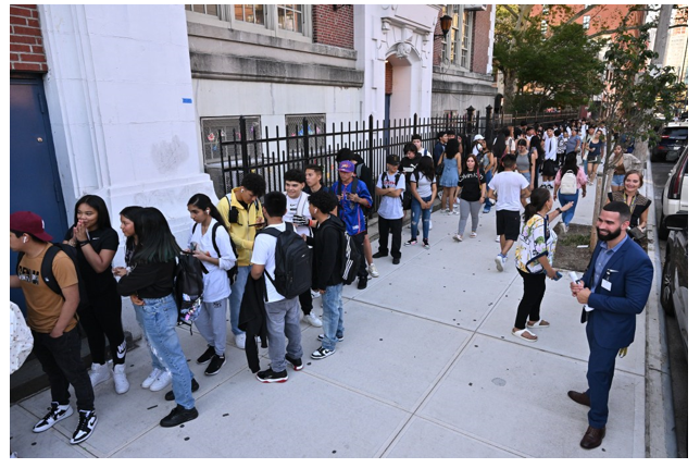 Pic 5. The first day of Class on Sept 6th when New York students returned to class in the nation's largest public school system. For 21,000 migrant kids, speaking dozens of different languages, it was their first day in any New York City public school. New York Gov. Kathy Hochul described the influx of unregistered, unvaccinated, and educationally unprepared students as “an unexpected challenge" for her state.