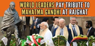 Prime Minister Narendra Modi welcomed the world leaders at Rajghat with a gift of khadi