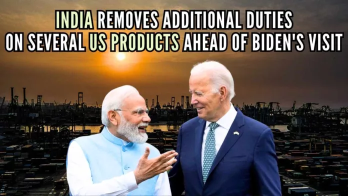 The decision to remove these duties on American products was taken through a Finance Ministry notification dated September 5