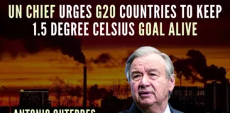 UN Secretary General Antonio Guterres urges G20 countries to maintain the 1.5 degrees Celsius goal for climate change and advance towards a green economy