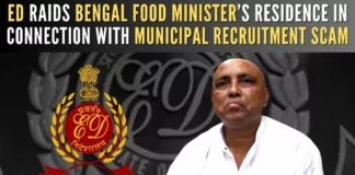 Food minister’s name came up after incriminating documents procured by the ED showed his involvement when he was the chairman of Madhyamgram Municipality in North 24 Parganas district