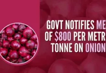 The MEP of $800 per metric tonne translates into about Rs 67 per kg