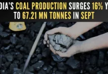 Coal dispatch witnessed a rise in September 2023, reaching 70.33 mn tonnes, against 61.10 mn tonnes recorded during corresponding period of last year