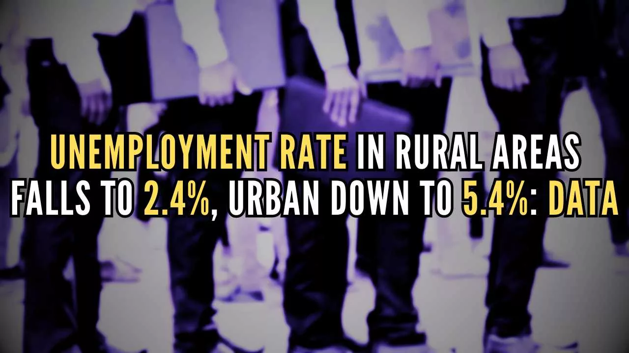 Unemployment Rate in Rural, Urban area Declines to 2.4 & 5.4