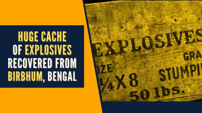 The explosives were recovered at an abandoned quarry in the Chandanpur area
