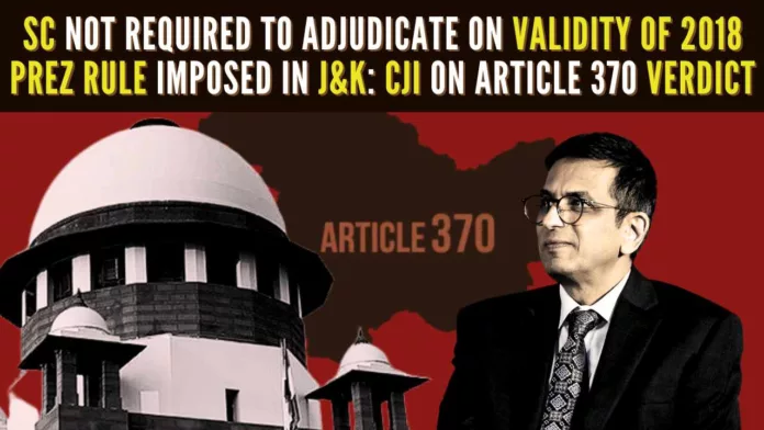 Statehood of Jammu and Kashmir should also be restored soon since Article 370 is a temporary measure for UT, says CJI