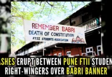 ‘Remember Babri, Death of Constitution’ banner was put up by FTII-Students Association