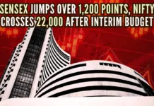 Sensex Jumps Over 1,200 Points, Nifty Crosses 22,000 after Interim Budget