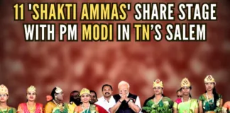 11 women dressed in traditional attires climbed the stage and shared a ‘special moment’ with PM Modi