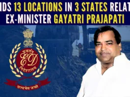 The ED team is raiding the premises of former SP minister Gayatri Prajapati, who is in jail