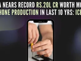 The industry had set itself a target of Rs.20 lakh crore worth of mobile phone production over the last 10 years (2014-2024)